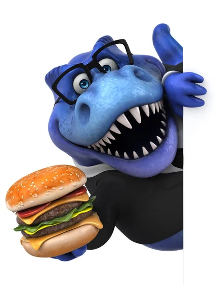 Lustige Cartoon Figur Mit Hamburger Illustration — Stockfoto