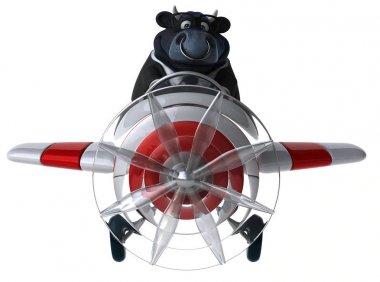 komik çizgi film karakteri uçakta - 3d çizim