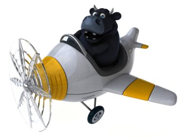 komik çizgi film karakteri uçakta - 3d çizim