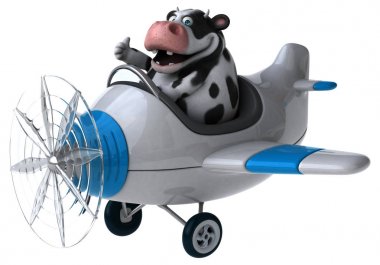 komik çizgi film karakteri uçakta - 3d çizim