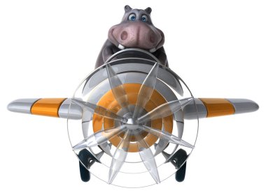 komik çizgi film karakteri uçakta - 3d çizim