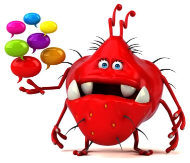 Eğlenceli çizgi film karakteri ile - 3d illüstrasyon kabarcıklar