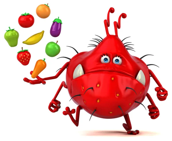 Fun Germ Holding Fruits Illustration — Stock Photo, Image