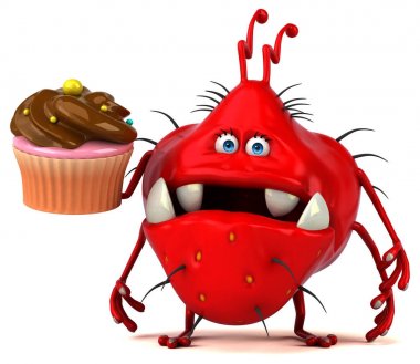 Cupcake - 3d çizim ile eğlenceli çizgi film karakteri