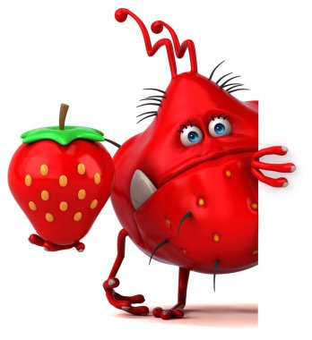 Çilek - 3d çizim ile eğlenceli çizgi film karakteri