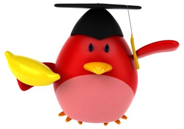 Komik karikatür karakter ile muz - 3d çizim