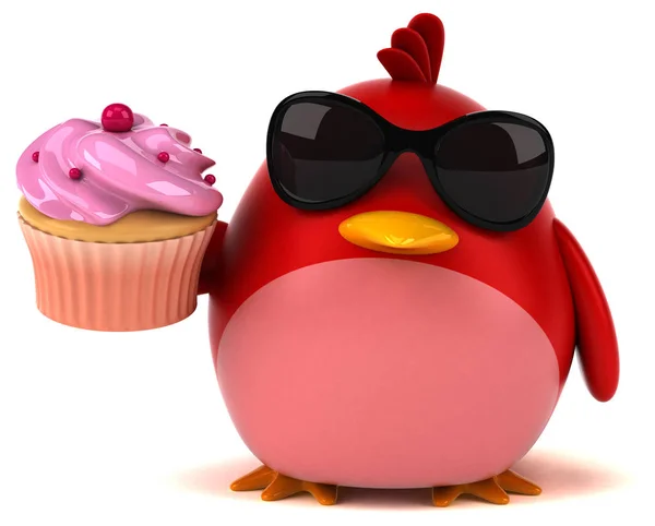 Rolig Tecknad Figur Med Cupcake Illustration — Stockfoto