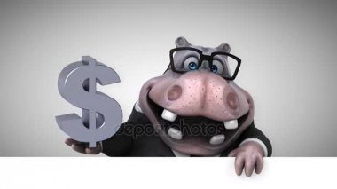 su aygırı çizgi film karakteri ile dolar - 3d animasyon