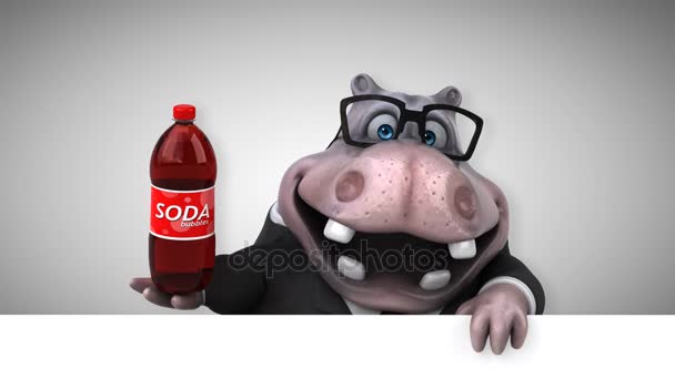 Hroch Zábavné Kreslené Postavičky Soda Animace — Stock video
