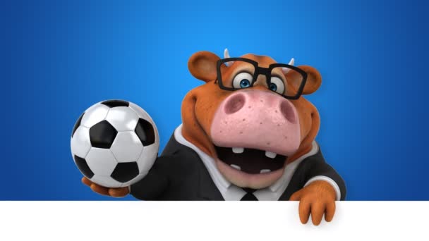 Cow Roliga Seriefiguren Med Boll Animation — Stockvideo