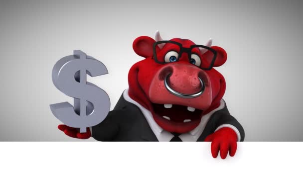 Cow Cartoon Character Dollar Animation — Stock Video