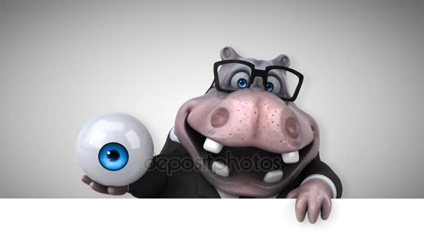 Hippo Funny Cartoon Character Eye Animation — Stock Video