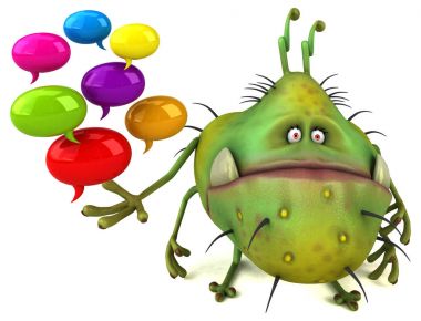 Eğlenceli mikrop - 3d illüstrasyon kabarcıklar holding