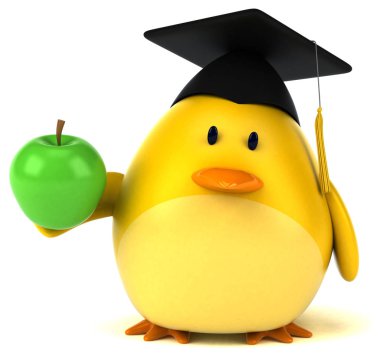 çizgi film karakteri holding elma - 3d çizim