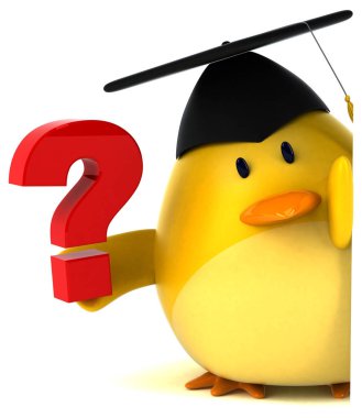 Eğlenceli çizgi film karakteri ile soru - 3d çizim