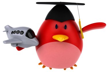 komik kuş Holding uçak - 3d çizim