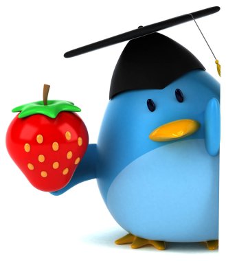 Çilek - 3d çizim ile eğlenceli çizgi film karakteri