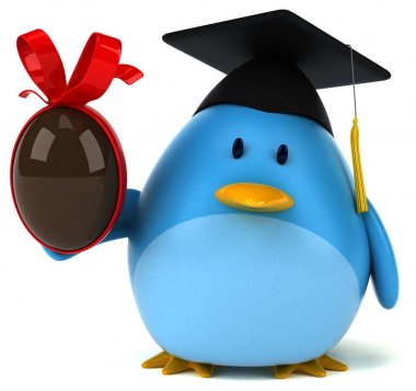 Paskalya yumurta - 3d illüstrasyon mavi kuş