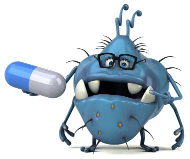 Hap ile eğlenceli çizgi film karakteri - 3D İllüstrasyon