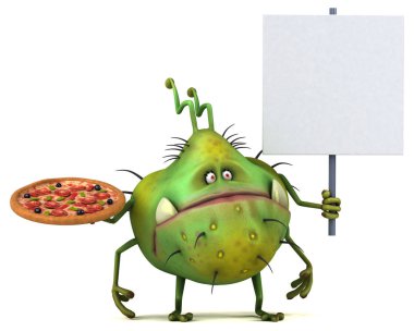 Pizza - 3d çizim ile eğlenceli çizgi film karakteri