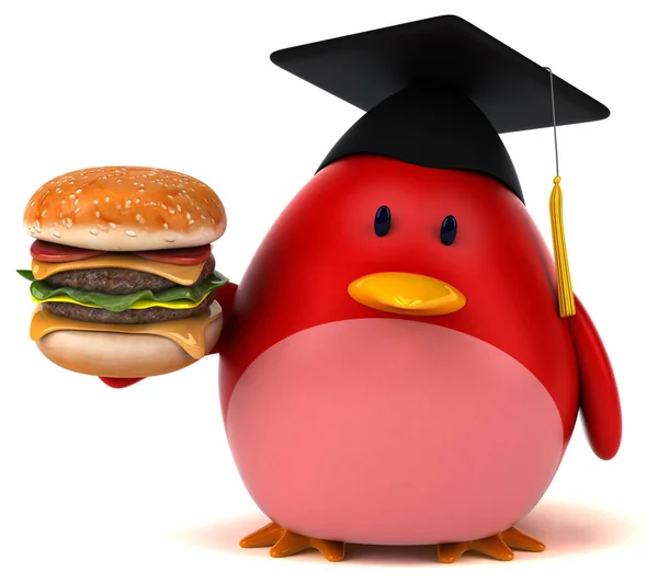 Cartoon Character Holding Hamburger Illustration — Stock Photo, Image