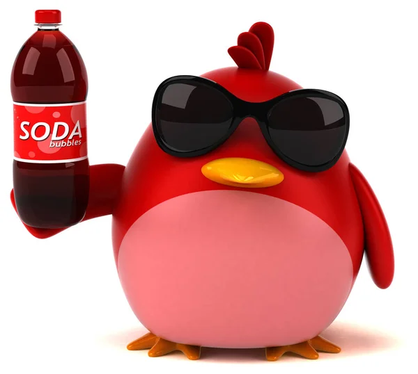 Rode Vogel Houden Van Soda Illustratie — Stockfoto