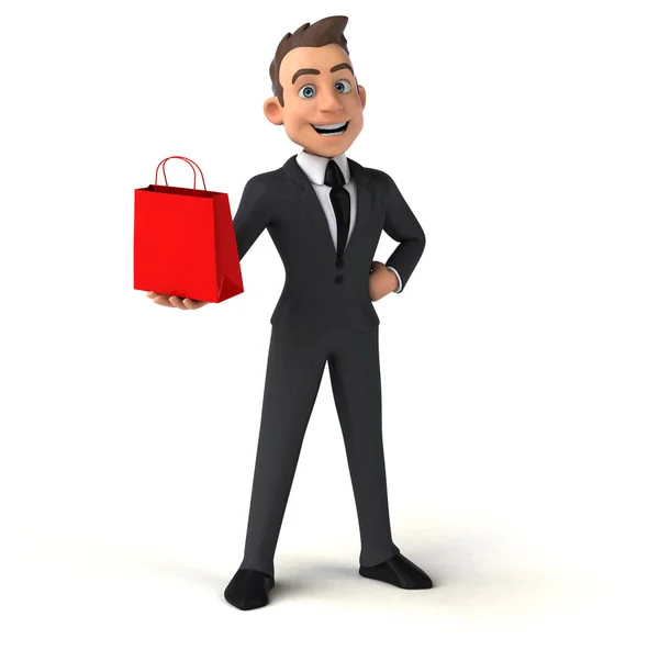 Fun Businessman Holding Shopping Bag — Stock Photo, Image