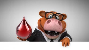 İnek çizgi film karakteri ile damla - 3d animasyon 