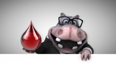 su aygırı eğlenceli çizgi film karakteri ile damla - 3d animasyon 