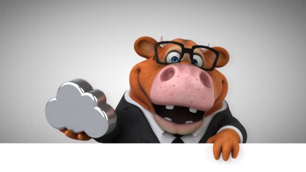 Cow Roliga Seriefiguren Med Cloud Animation — Stockvideo
