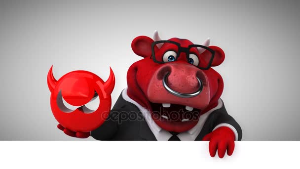 Cow Roliga Seriefiguren Med Virus Animation — Stockvideo
