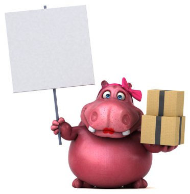 -3d resim kutuları tutarak çizgi film karakteri