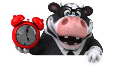 Eğlenceli çizgi film karakteri ile saat - 3d çizim