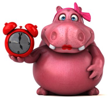 Eğlenceli çizgi film karakteri ile saat - 3d çizim