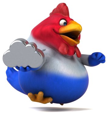 Eğlenceli çizgi film karakteri ile bulut - 3d çizim