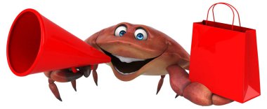 Eğlenceli çizgi film karakteri ile alışveriş çantası - 3d çizim