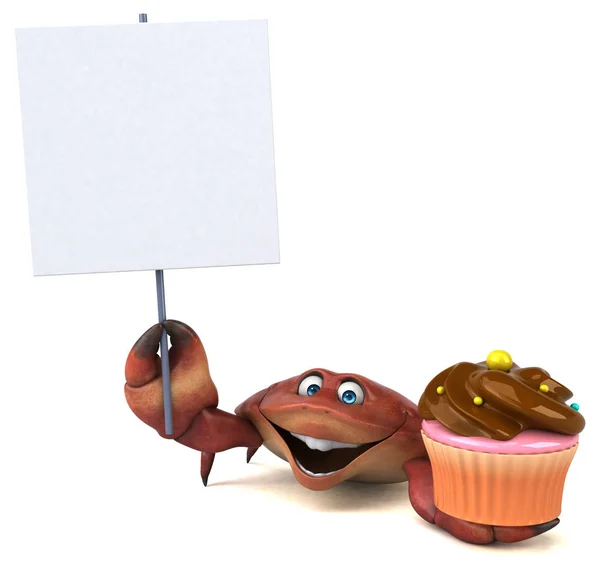 Personaggio Dei Cartoni Animati Possesso Cupcake Illustrazione — Foto Stock