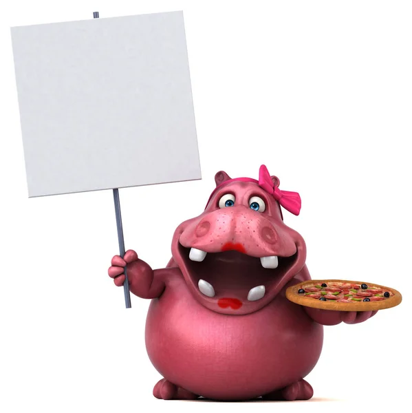 Cartoon Character Holding Pizza Illustration — Stock Photo, Image