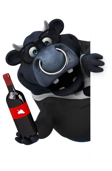 Cartoon Character Holding Wine Illustration — Stock Photo, Image