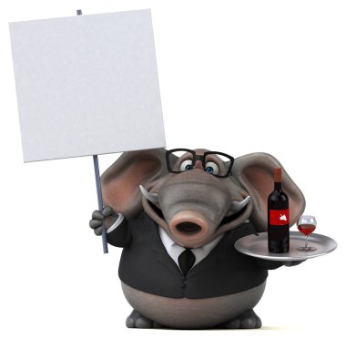 şarap - 3d çizim tutan çizgi film karakteri