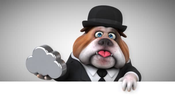 Bulldogge Lustige Cartoon Figur Mit Wolke Animation — Stockvideo