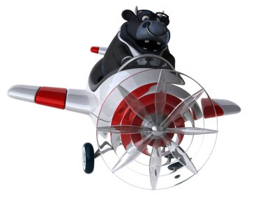 eğlenceli çizgi film karakteri uçakta - 3d çizim