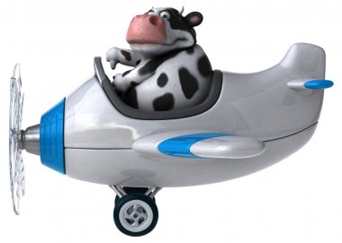 eğlenceli çizgi film karakteri uçakta - 3d çizim