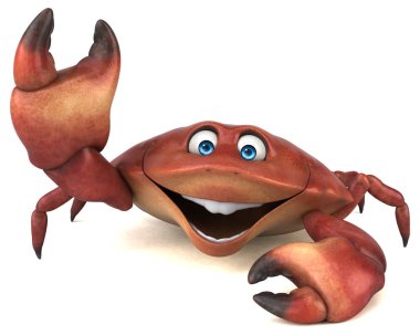 Eğlenceli Yengeç karikatür karakter - 3d çizim