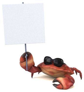 Eğlenceli Yengeç karikatür karakter - 3d çizim