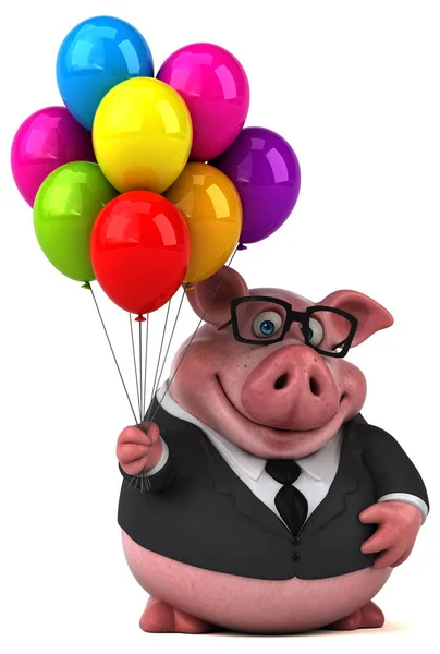 Leuk Personage Met Ballonnen Illustratie — Stockfoto