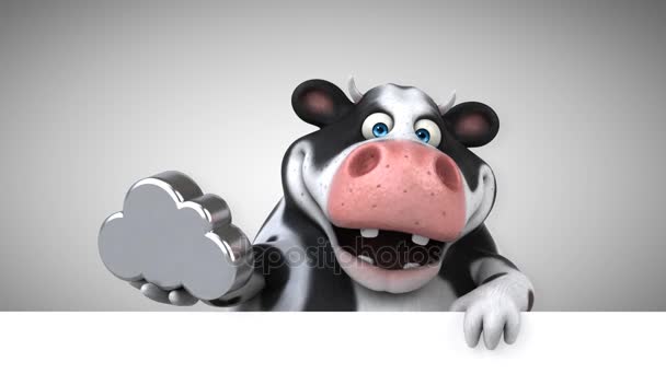 奶牛有趣的卡通人物与云 — 图库视频影像