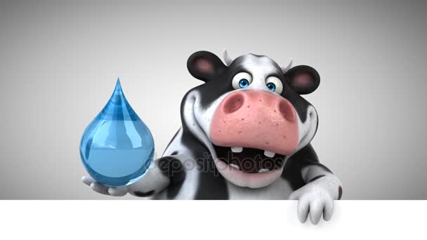 Cow Roliga Seriefiguren Med Vattendroppe Animation — Stockvideo