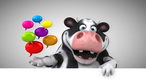 Caricatura Divertida Vaca Personaje Con Burbujas Animación — Vídeo de stock