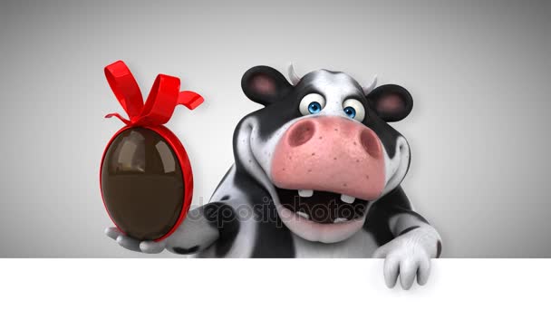 Vache Drôle Personnage Dessin Animé Avec Oeuf Animation — Video